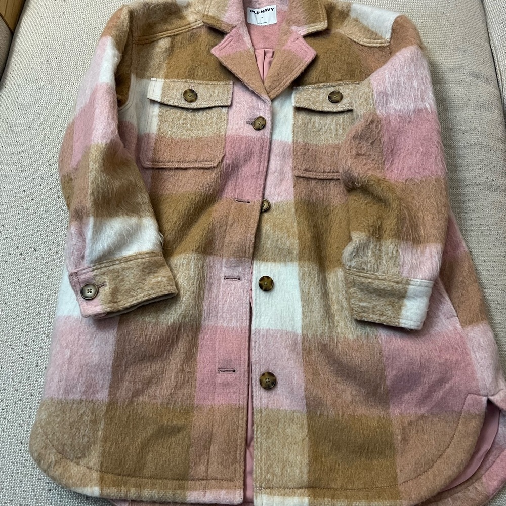 Plaid old navy pink, beige, and white Shacket